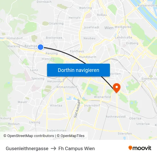 Gusenleithnergasse to Fh Campus Wien map