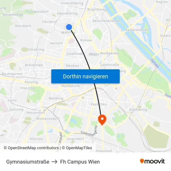 Gymnasiumstraße to Fh Campus Wien map