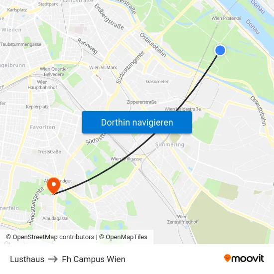 Lusthaus to Fh Campus Wien map
