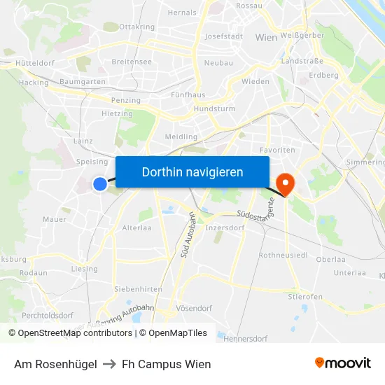 Am Rosenhügel to Fh Campus Wien map