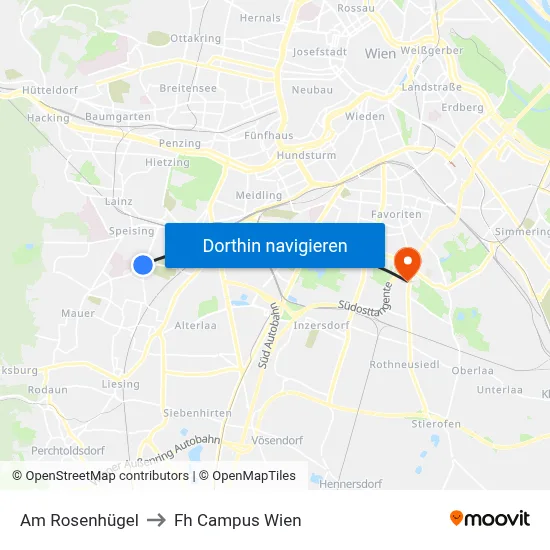Am Rosenhügel to Fh Campus Wien map