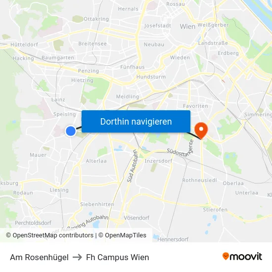 Am Rosenhügel to Fh Campus Wien map