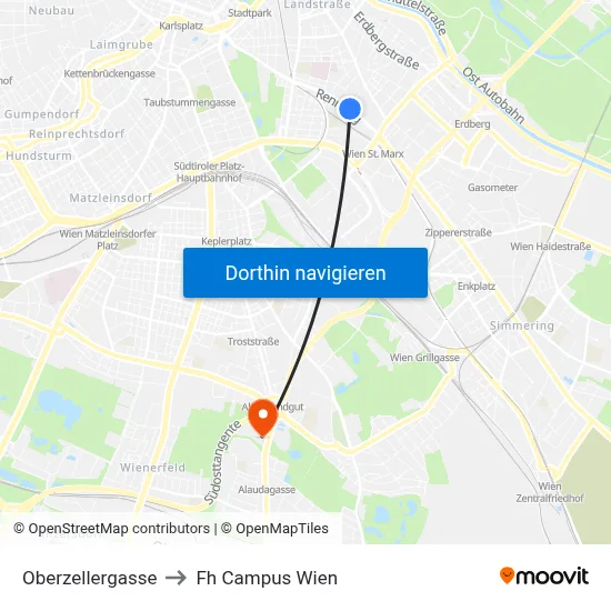 Oberzellergasse to Fh Campus Wien map