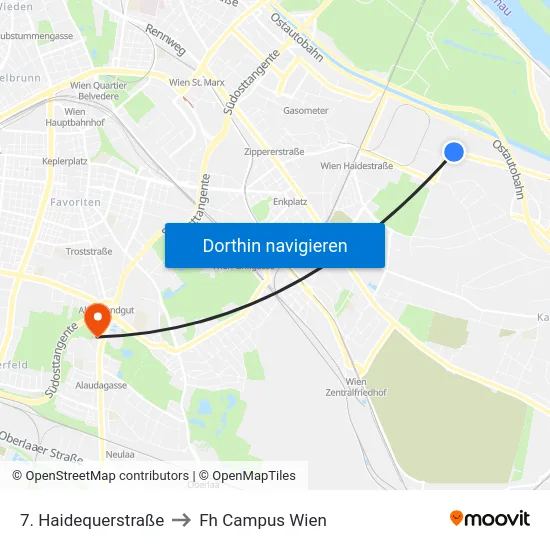 7. Haidequerstraße to Fh Campus Wien map