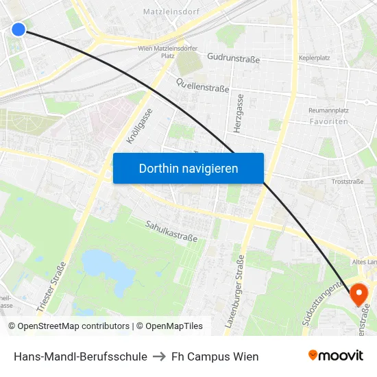 Hans-Mandl-Berufsschule to Fh Campus Wien map