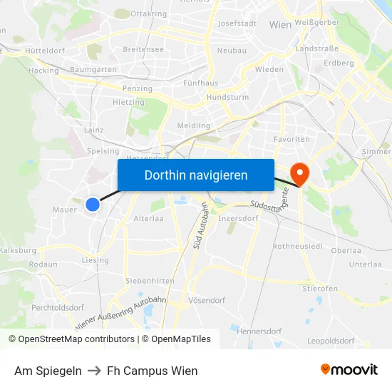 Am Spiegeln to Fh Campus Wien map