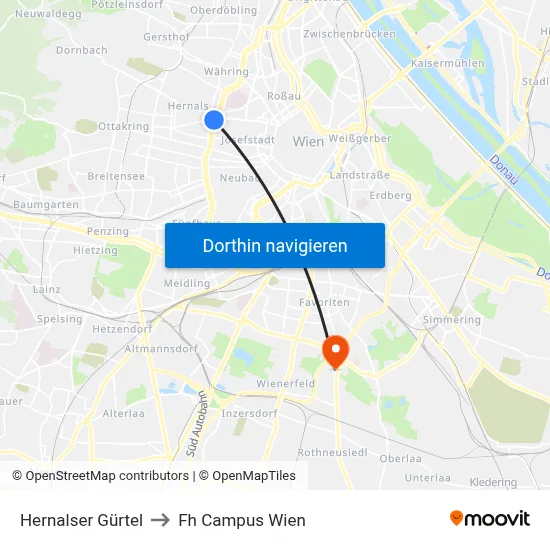 Hernalser Gürtel to Fh Campus Wien map