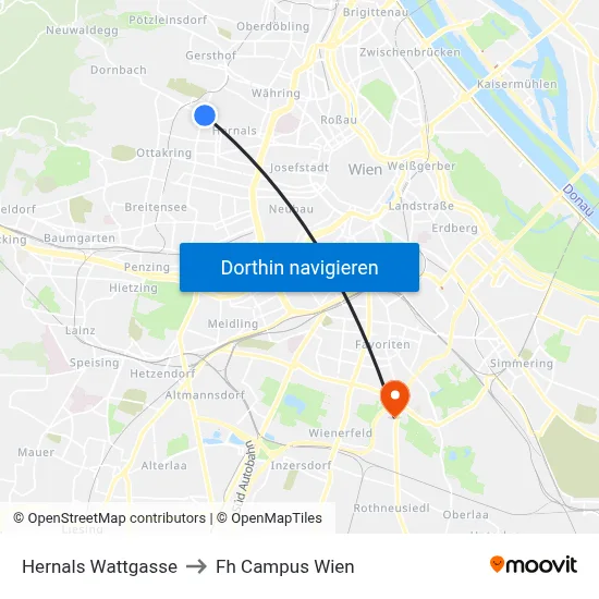 Hernals Wattgasse to Fh Campus Wien map