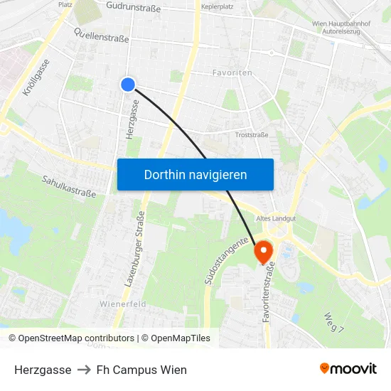 Herzgasse to Fh Campus Wien map