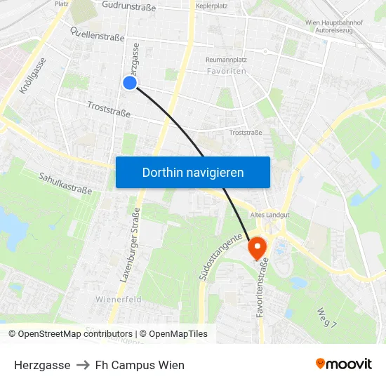 Herzgasse to Fh Campus Wien map