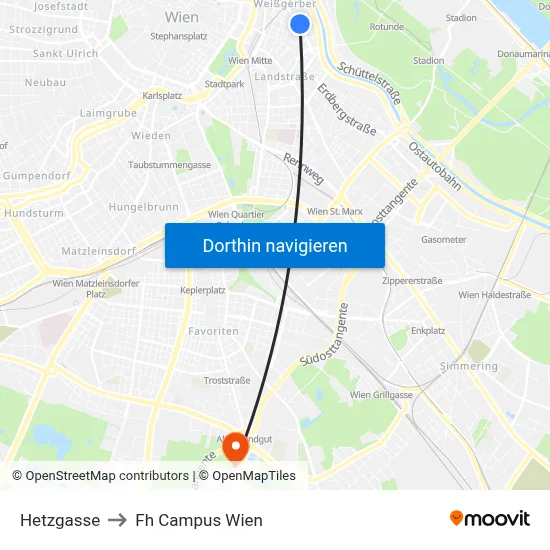 Hetzgasse to Fh Campus Wien map