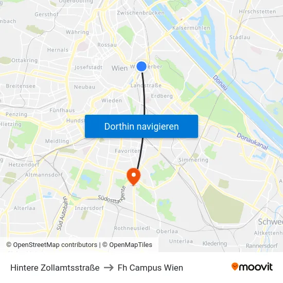 Hintere Zollamtsstraße to Fh Campus Wien map