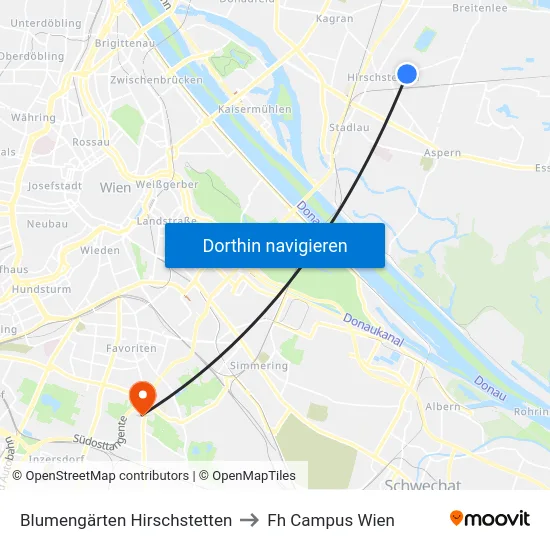 Blumengärten Hirschstetten to Fh Campus Wien map