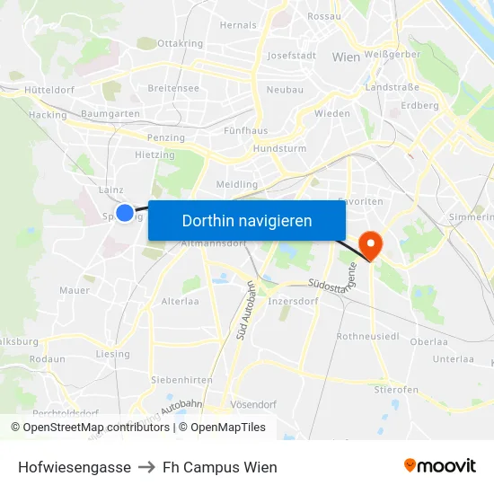Hofwiesengasse to Fh Campus Wien map