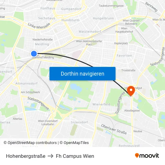 Hohenbergstraße to Fh Campus Wien map