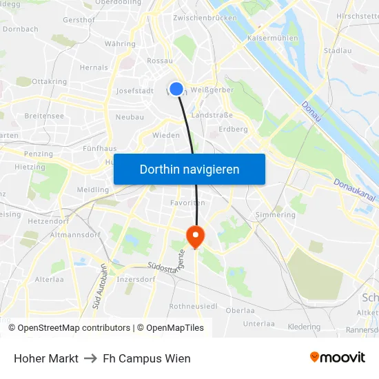 Hoher Markt to Fh Campus Wien map