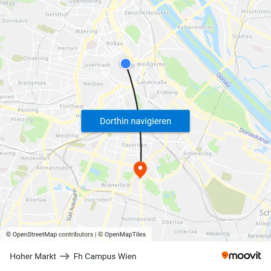Hoher Markt to Fh Campus Wien map