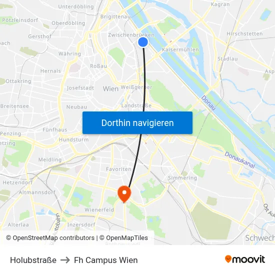 Holubstraße to Fh Campus Wien map