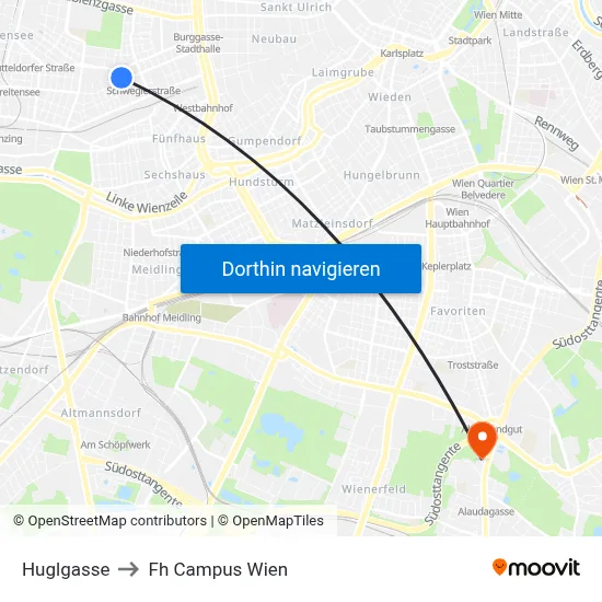 Huglgasse to Fh Campus Wien map