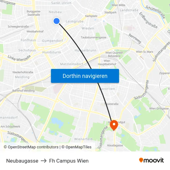 Neubaugasse to Fh Campus Wien map