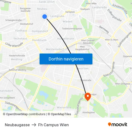 Neubaugasse to Fh Campus Wien map