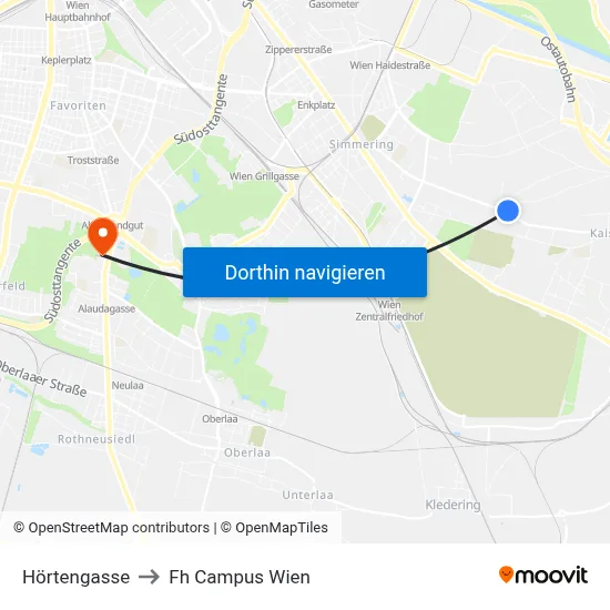 Hörtengasse to Fh Campus Wien map