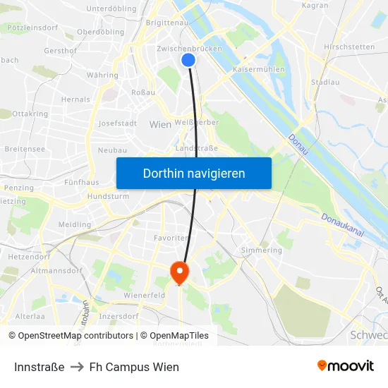 Innstraße to Fh Campus Wien map