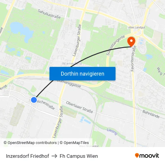 Inzersdorf Friedhof to Fh Campus Wien map