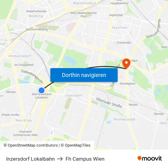 Inzersdorf Lokalbahn to Fh Campus Wien map