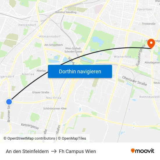 An den Steinfeldern to Fh Campus Wien map
