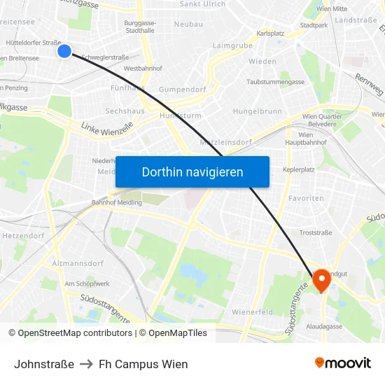 Johnstraße to Fh Campus Wien map