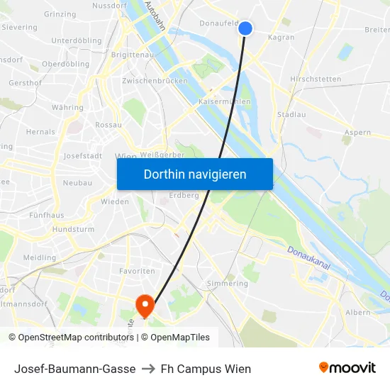 Josef-Baumann-Gasse to Fh Campus Wien map