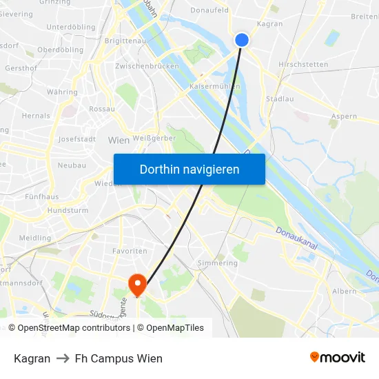 Kagran to Fh Campus Wien map