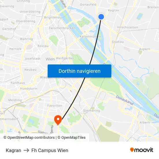 Kagran to Fh Campus Wien map