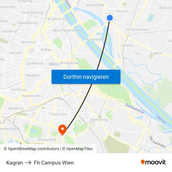 Kagran to Fh Campus Wien map