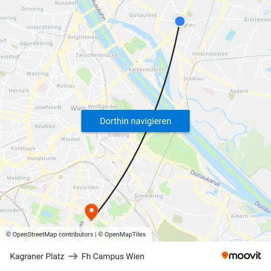 Kagraner Platz to Fh Campus Wien map