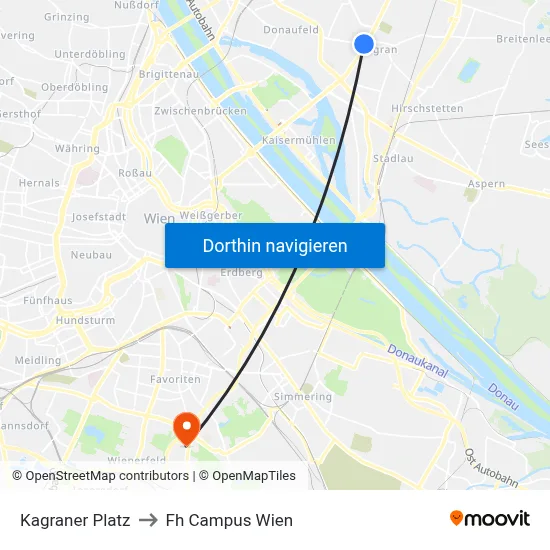 Kagraner Platz to Fh Campus Wien map
