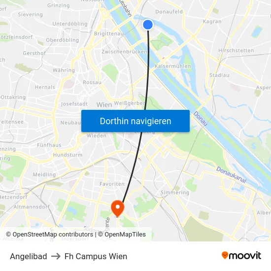Angelibad to Fh Campus Wien map