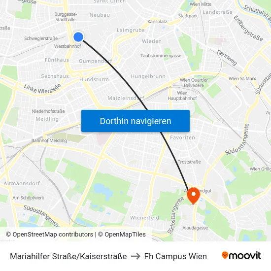 Mariahilfer Straße/Kaiserstraße to Fh Campus Wien map