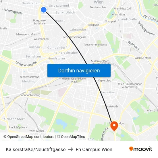 Kaiserstraße/Neustiftgasse to Fh Campus Wien map