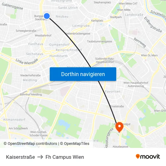 Kaiserstraße to Fh Campus Wien map