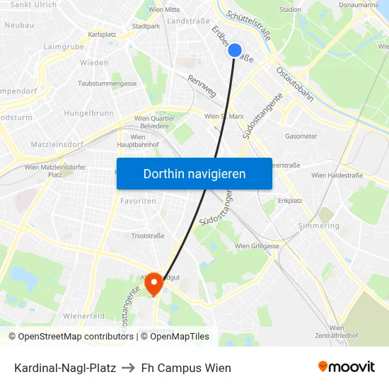 Kardinal-Nagl-Platz to Fh Campus Wien map