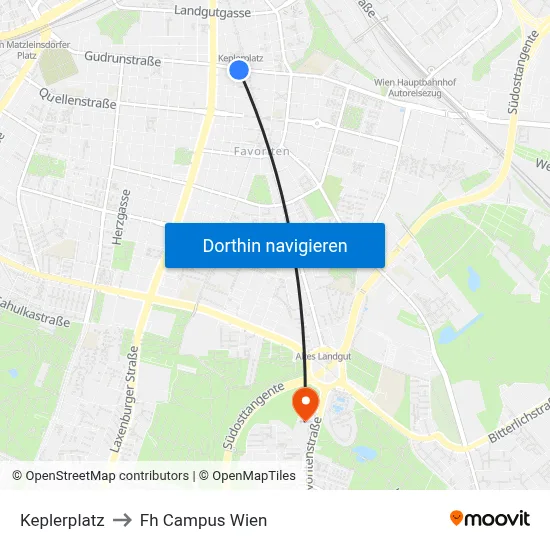 Keplerplatz to Fh Campus Wien map