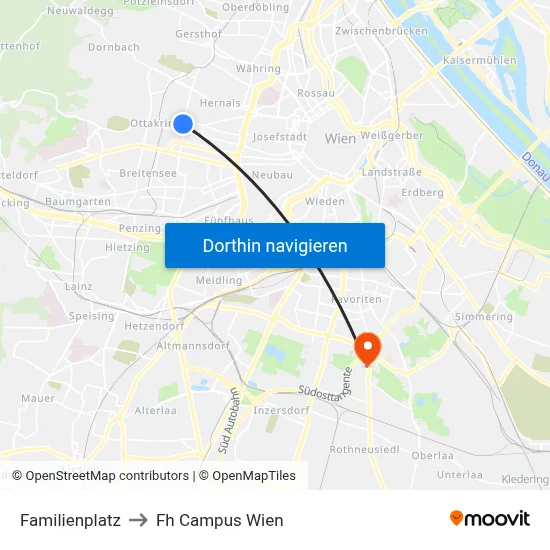 Familienplatz to Fh Campus Wien map