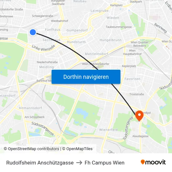 Rudolfsheim Anschützgasse to Fh Campus Wien map