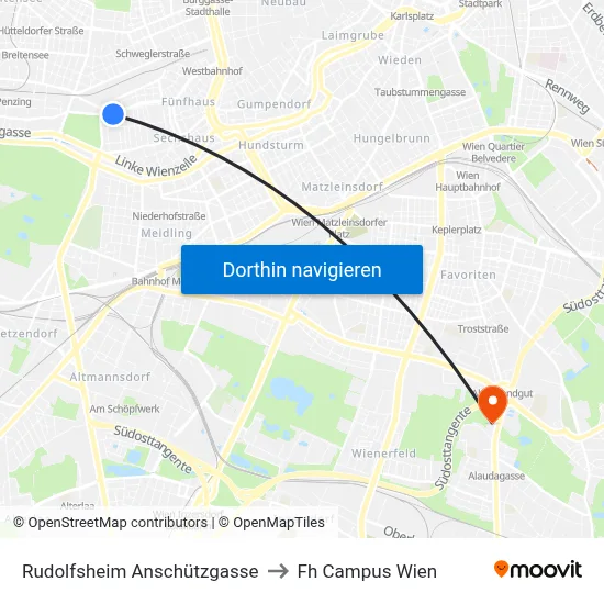 Rudolfsheim Anschützgasse to Fh Campus Wien map