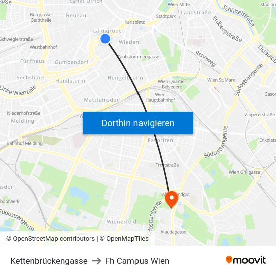 Kettenbrückengasse to Fh Campus Wien map