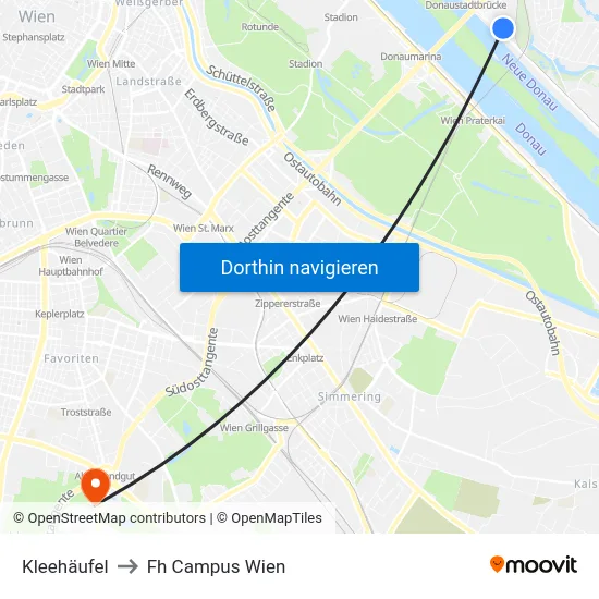 Kleehäufel to Fh Campus Wien map