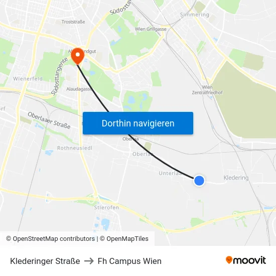 Klederinger Straße to Fh Campus Wien map
