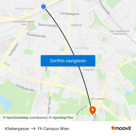 Kliebergasse to Fh Campus Wien map